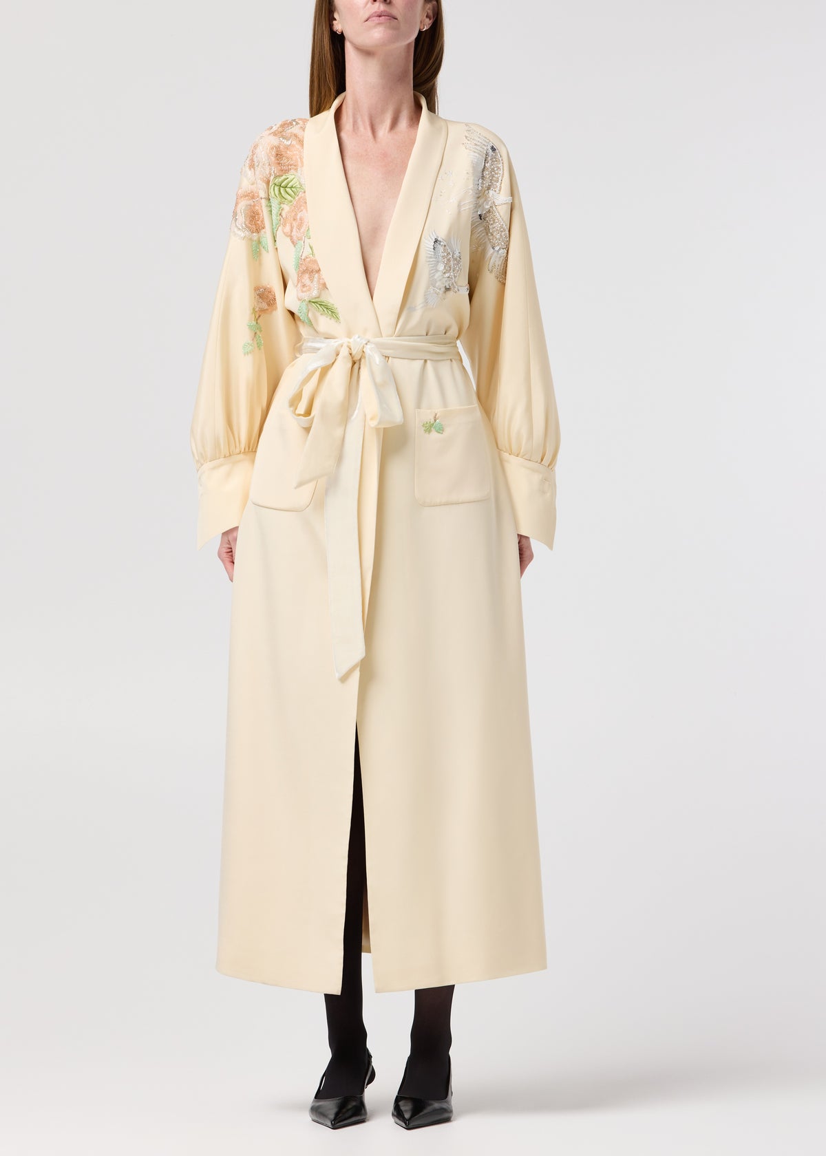 Isadora close-up detail silk robe