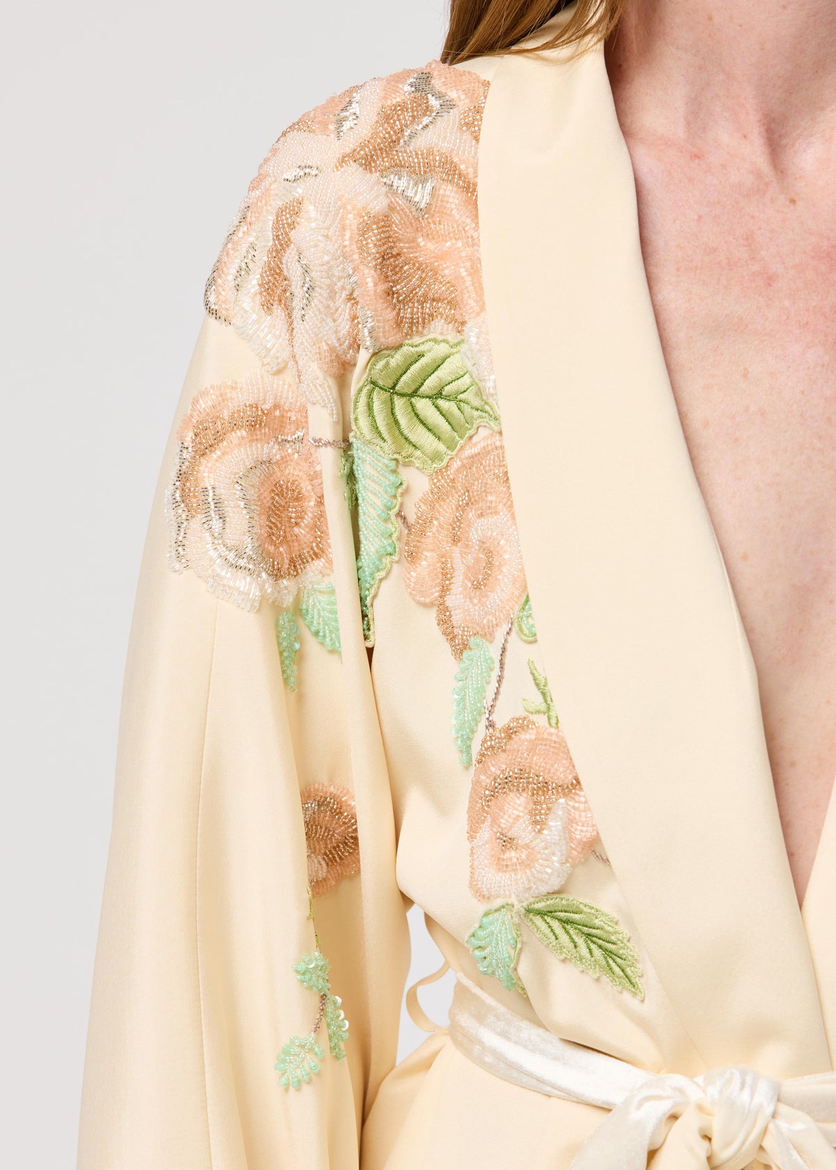 Isadora close-up detail silk robe