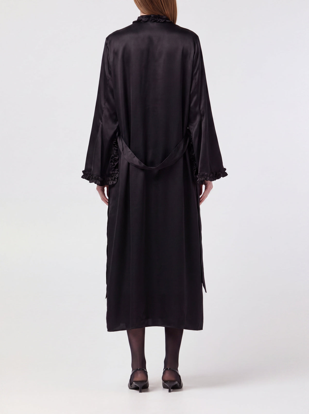 Margot in Onyx back view silk robe